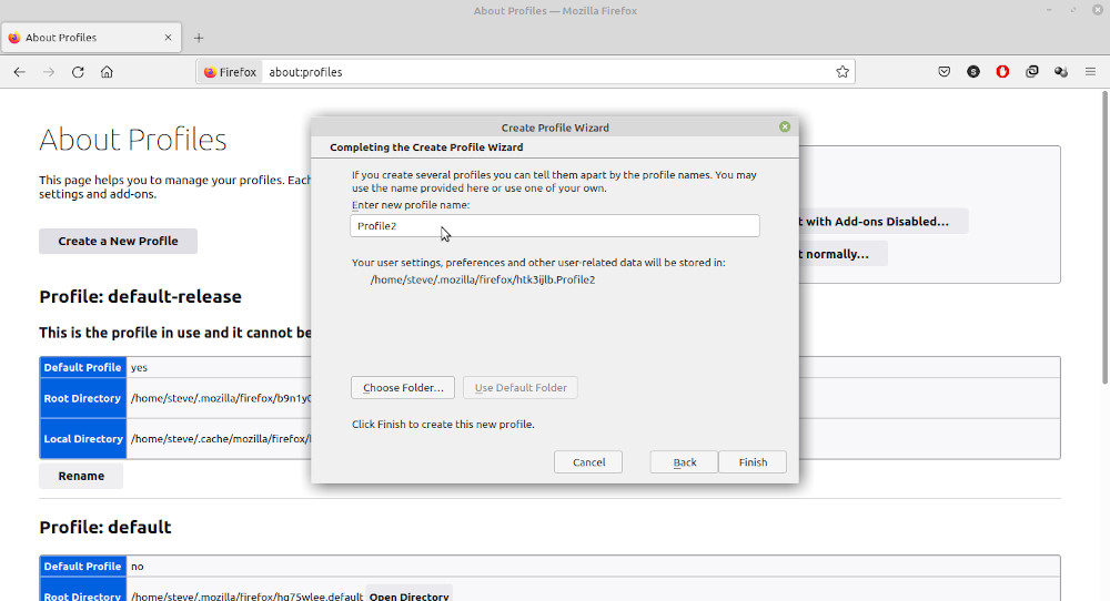 Firefox Create Profiles Wizard